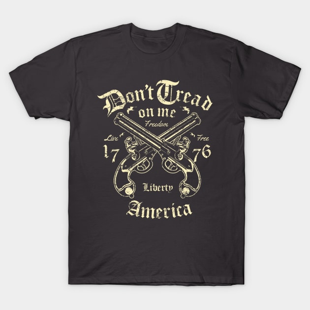 Don't Tread on Me: American Freedom Vintage Design T-Shirt by Jarecrow 